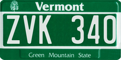 VT license plate ZVK340