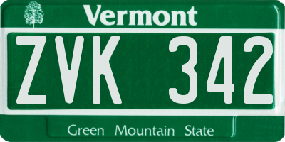 VT license plate ZVK342