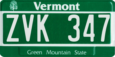 VT license plate ZVK347