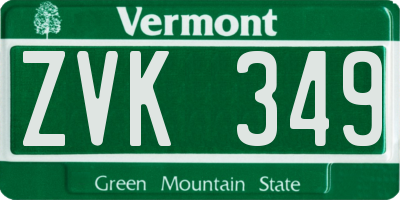 VT license plate ZVK349