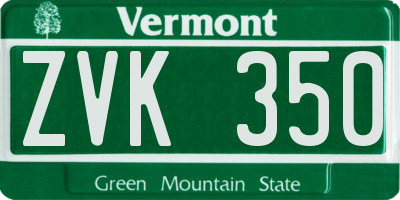 VT license plate ZVK350