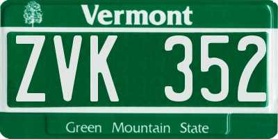 VT license plate ZVK352