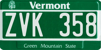 VT license plate ZVK358