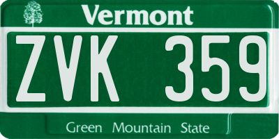 VT license plate ZVK359