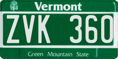 VT license plate ZVK360