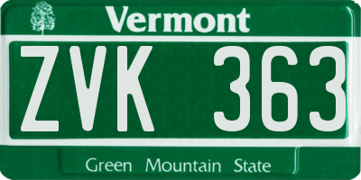 VT license plate ZVK363