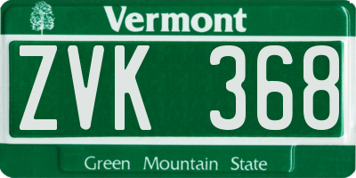 VT license plate ZVK368