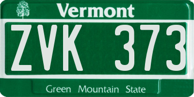 VT license plate ZVK373