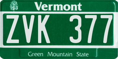 VT license plate ZVK377