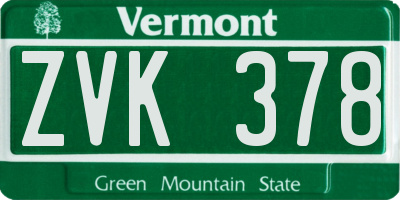 VT license plate ZVK378