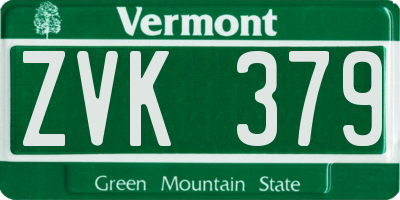 VT license plate ZVK379