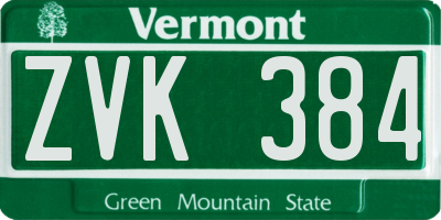 VT license plate ZVK384