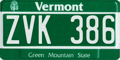 VT license plate ZVK386