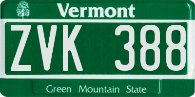 VT license plate ZVK388