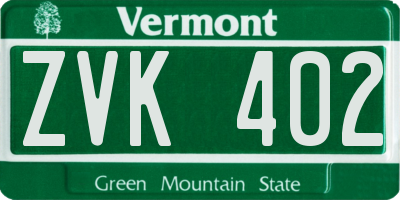 VT license plate ZVK402