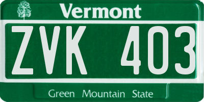 VT license plate ZVK403
