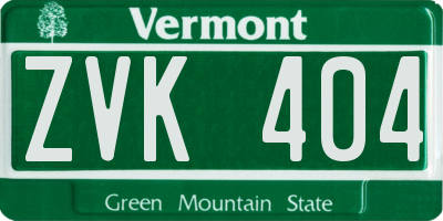 VT license plate ZVK404