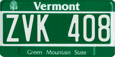 VT license plate ZVK408