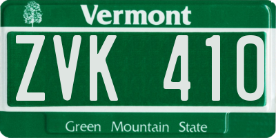 VT license plate ZVK410