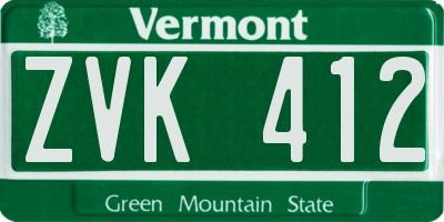 VT license plate ZVK412
