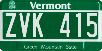 VT license plate ZVK415