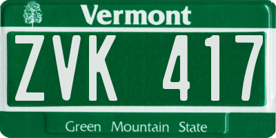 VT license plate ZVK417