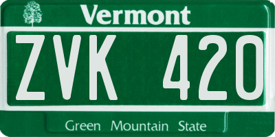 VT license plate ZVK420