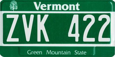 VT license plate ZVK422