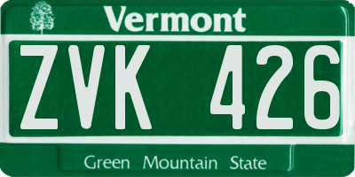 VT license plate ZVK426