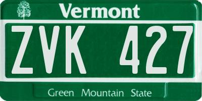 VT license plate ZVK427