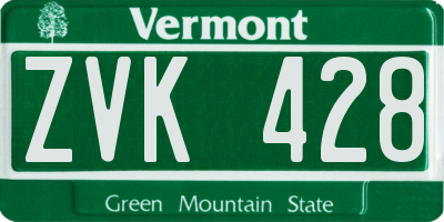 VT license plate ZVK428