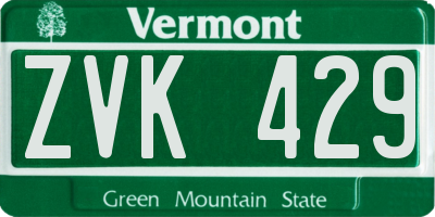 VT license plate ZVK429