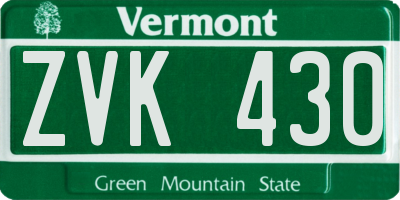 VT license plate ZVK430