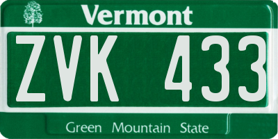 VT license plate ZVK433