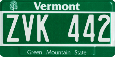 VT license plate ZVK442