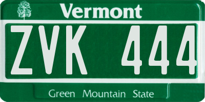 VT license plate ZVK444