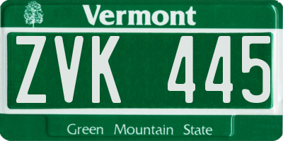 VT license plate ZVK445