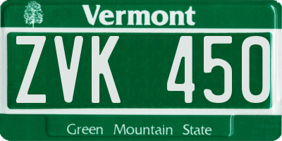VT license plate ZVK450