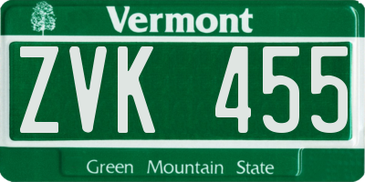 VT license plate ZVK455
