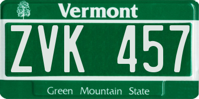 VT license plate ZVK457