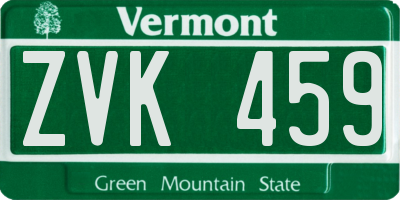 VT license plate ZVK459