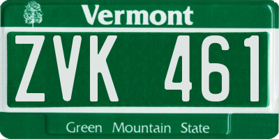 VT license plate ZVK461