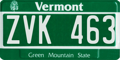 VT license plate ZVK463