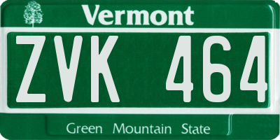 VT license plate ZVK464