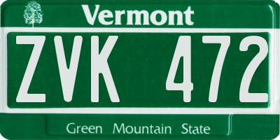 VT license plate ZVK472