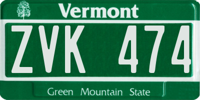 VT license plate ZVK474