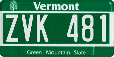 VT license plate ZVK481