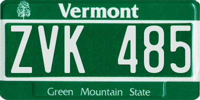 VT license plate ZVK485