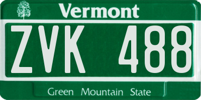 VT license plate ZVK488