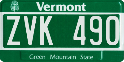 VT license plate ZVK490